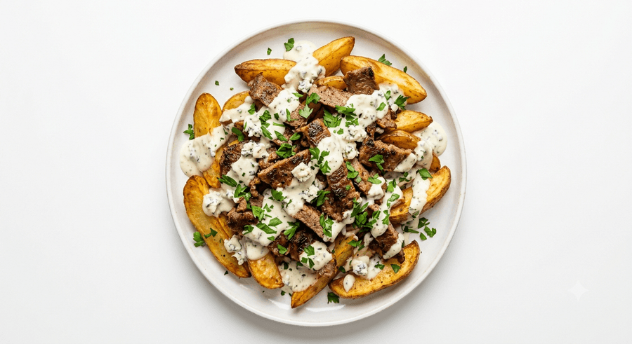Kebab Aurajuustoperunoilla